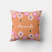 かわいらしい花および蜂の枕 クッション (裏面)