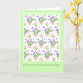 かわいらしい花のスウェーデンの言語挨拶の誕生日 カード (黄色い花)