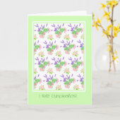 かわいらしい花のスペイン語の挨拶の誕生日 カード (黄色い花)