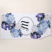 かわいらしい花のパーソナライズなモノグラムのビーチタオル ビーチタオル (正面)