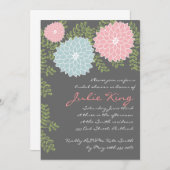 かわいらしい花のブライダルシャワーのinvititation 招待状 (正面/裏面)