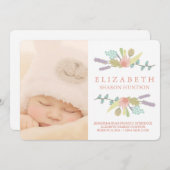 かわいらしい花のベビーの誕生の発表のフォトカード 案内状 (正面/裏面)