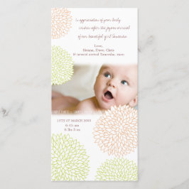 かわいらしい花のベビーの誕生は写真カード感謝していしています サンキューカード