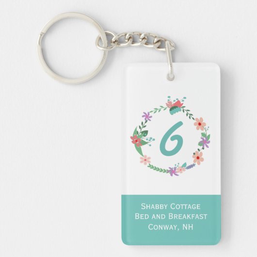 かわいらしい花のリースのイン部屋Keychain キーホルダー (正面)
