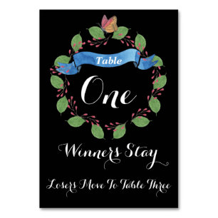 かわいらしい花のリースのBuncoのテーブルカード#1 テーブルナンバー