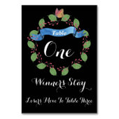 かわいらしい花のリースのBuncoのテーブルカード#1 テーブルナンバー (裏面)