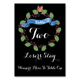 かわいらしい花のリースのBuncoのテーブルカード#2 テーブルナンバー