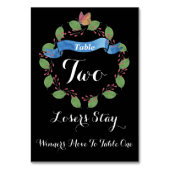 かわいらしい花のリースのBuncoのテーブルカード#2 テーブルナンバー (裏面)