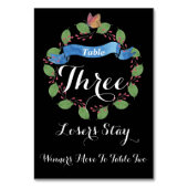 かわいらしい花のリースのBuncoのテーブルカード#3 テーブルナンバー (正面)