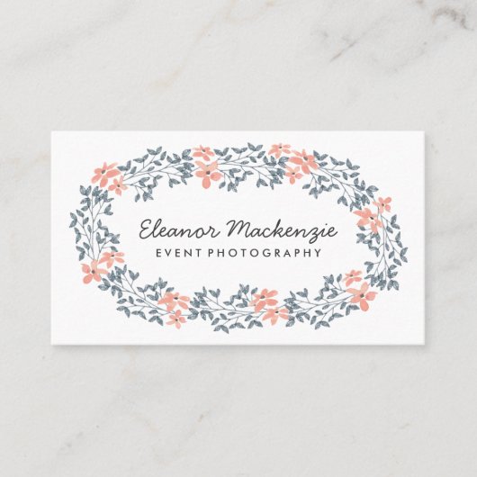 かわいらしい花のリース|の水彩画の花柄 名刺 (正面)