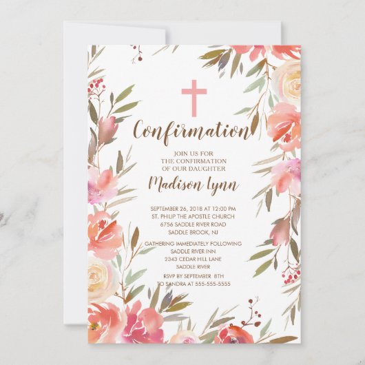 かわいらしい花の女の子の確認の招待状 招待状 (正面)