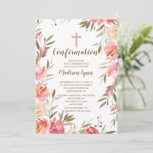 かわいらしい花の女の子の確認の招待状 招待状 (スタンド正面)