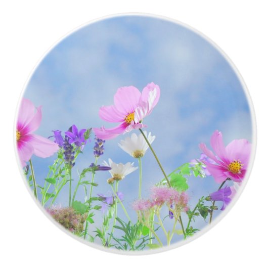 かわいらしい花の敏感な色 セラミックノブ (正面)