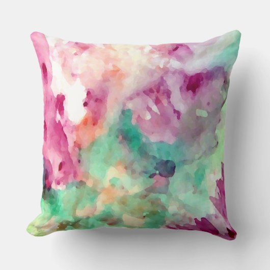 かわいらしい花の水彩画の抽象芸術の柔らかい枕 クッション (正面)