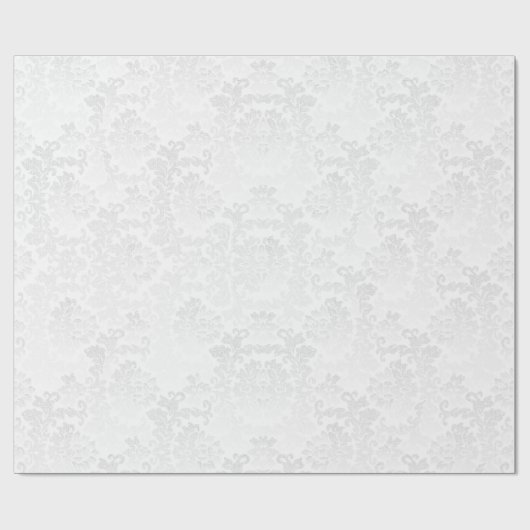かわいらしい花の白いダマスク織の結婚式のデザイン ラッピングペーパー (フラット)