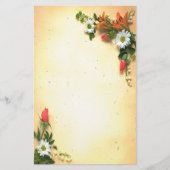 かわいらしい花の羊皮紙のデザインの文房具 便箋 (正面)