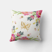 かわいらしい花の蝶誕生Statsの女の子の子供部屋 クッション (裏面)