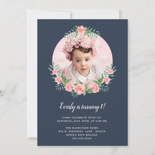 かわいらしい花びら|の写真の誕生日のパーティの招待状 招待状 (正面)