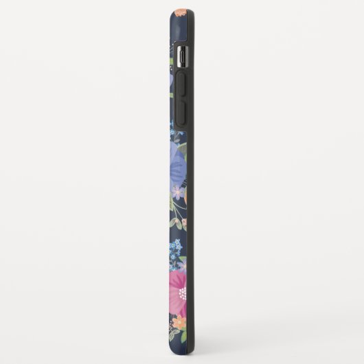 かわいらしい花パターン-ピンクの紫色の濃紺 Case-Mate iPhoneケース (裏面/左)