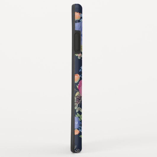 かわいらしい花パターン-ピンクの紫色の濃紺 Case-Mate iPhoneケース (裏面/右)