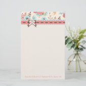 かわいらしい花ヘッダーのカスタムの文房具 便箋 (スタンド正面)