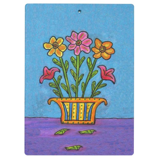 かわいらしい花束の花つぼの民芸 クリップボード (裏面)