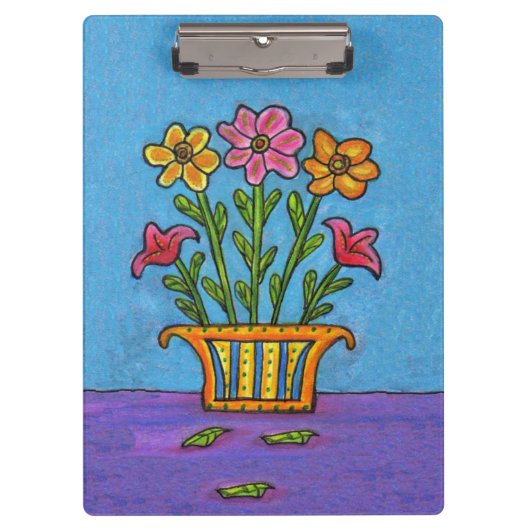 かわいらしい花束の花つぼの民芸 クリップボード (正面)
