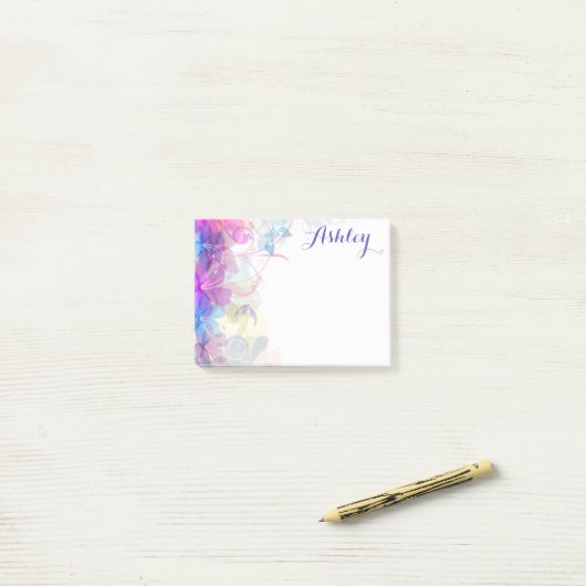 かわいらしい花柄 ポストイット (デスク上)