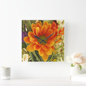 かわいらしい花 スクエア壁時計 (ホーム)