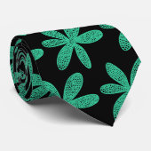 かわいらしい花-黒の海緑 ネクタイ (ロール)