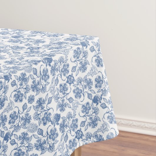 かわいらしい藍色の民族の花柄のテーブルクロス テーブルクロス (インサイチュ)