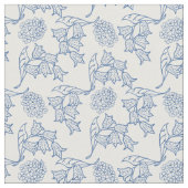 かわいらしい藍色の民族の花柄の生地 ファブリック (クローズアップ)