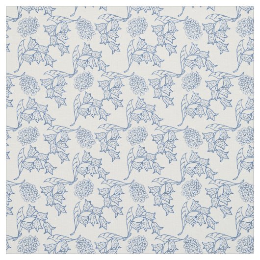 かわいらしい藍色の民族の花柄の生地 ファブリック (見本)