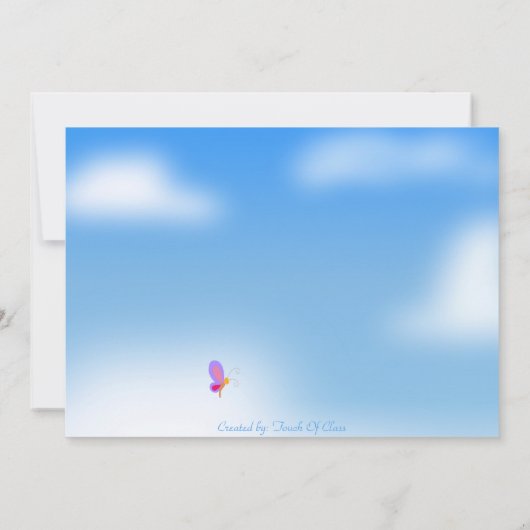 かわいらしい蝶誕生日のパーティの招待状 招待状 (裏面)