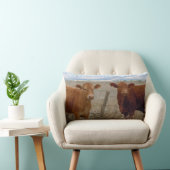 かわいらしい西部の赤い牛牛田園場面 ランバークッション (椅子)