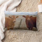 かわいらしい西部の赤い牛牛田園場面 ランバークッション (ブランケット)
