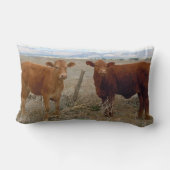 かわいらしい西部の赤い牛牛田園場面 ランバークッション (裏面)