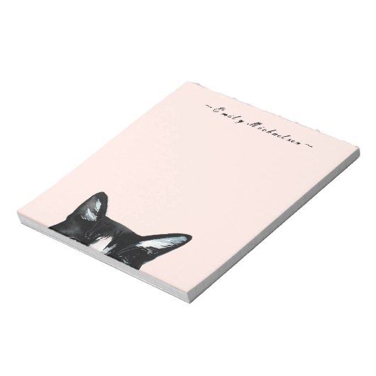かわいらしい覗き猫と名前 ノートパッド (回転)