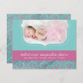 かわいらしい誕生の発表の写真カード 案内状 (正面/裏面)