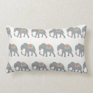 かわいらしい象のストライプのな珊瑚のモモのミントの緑 ランバークッション