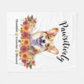 かわいらしい賛美愛犬に感謝 フリースブランケット (正面(横))