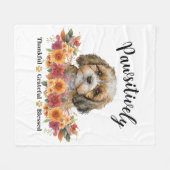 かわいらしい賛美愛犬に感謝 フリースブランケット (正面(横))