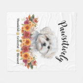 かわいらしい賛美愛犬に感謝 フリースブランケット (正面(横))