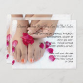 かわいらしい赤紫のピンクのバラのペディキュアのサロン インビテーションポストカード (正面/裏面)