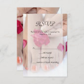 かわいらしい赤紫のピンクのバラのペディキュアのサロン 出欠カード (正面/裏面)