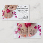 かわいらしい赤紫のピンクのバラのペディキュアのサロン 名刺 (正面/裏面)