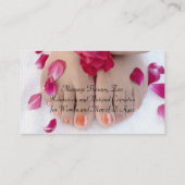 かわいらしい赤紫のピンクのバラのペディキュアのサロン 名刺 (裏面)