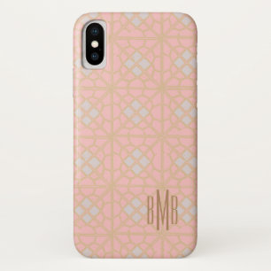 かわいらしい赤面のピンクの金ゴールドの粋なモザイク・タイルのデザイ iPhone X ケース