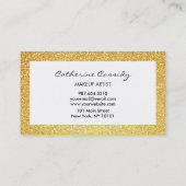 かわいらしい金ゴールドのグリッターの輝きのボーダー、メーキャップアーティスト 名刺 (裏面)