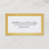 かわいらしい金ゴールドのグリッターの輝きのボーダー、メーキャップアーティスト 名刺 (正面)
